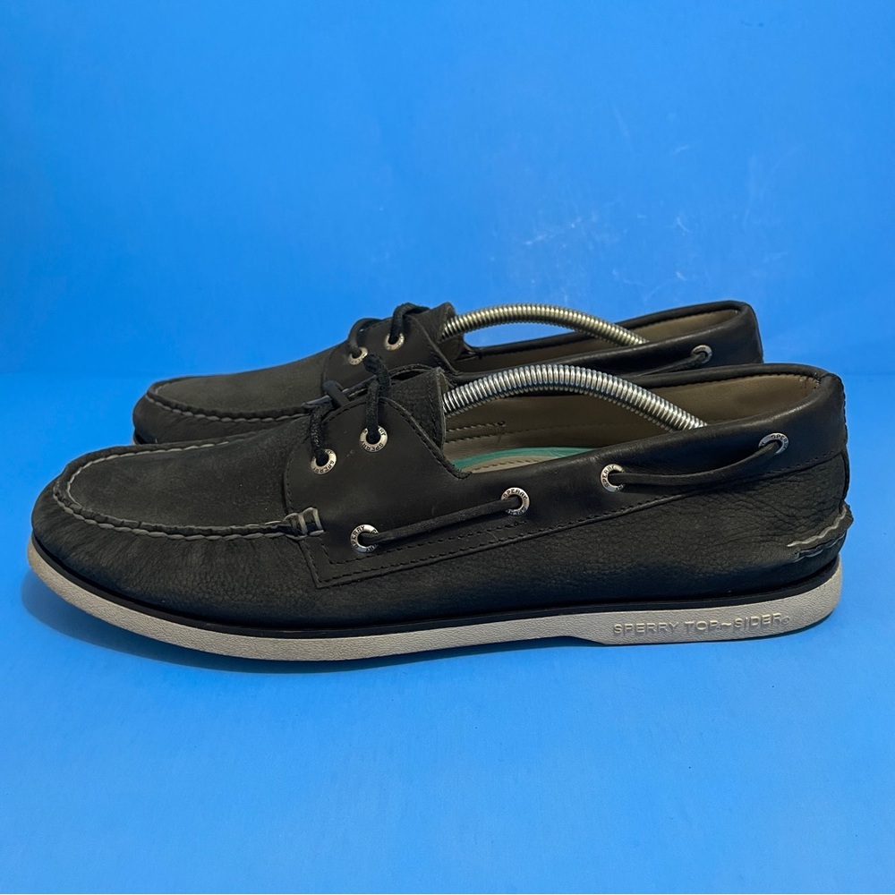 Sperry Top-Sider Gold Cup A/O Leather Boat Shoes Black Slip-On Loafers Size 13M